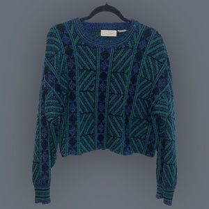 Vintage, Cropped, Patterned Sweater